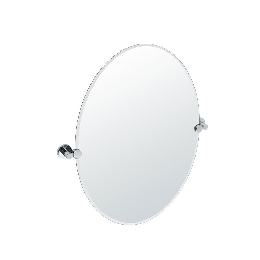 Elegant Chrome Frameless Oval Pivoting Bathroom Mirror