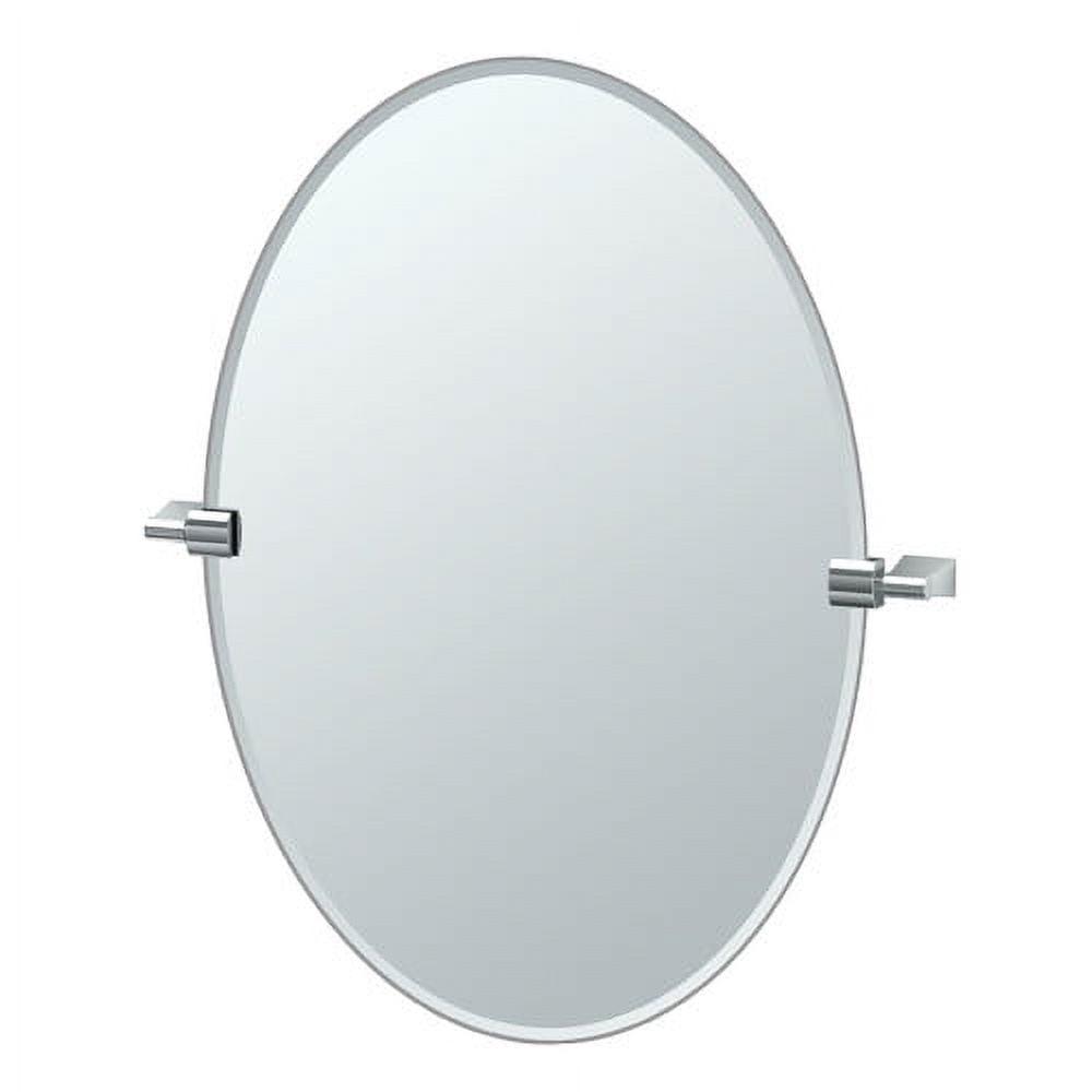 Bleu Wall Mount Beveled Frameless Bathroom Mirror | Pivoting Oval Mirror