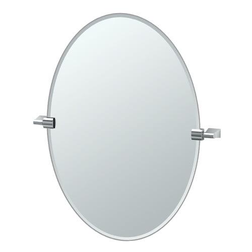 Polished Chrome Frameless Oval Vanity Mirror 26.5" x 19.5"