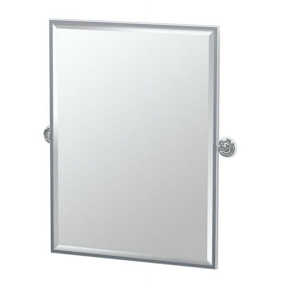 Elegant Chrome 25'' x 20.5'' Rectangular Metal Framed Vanity Mirror