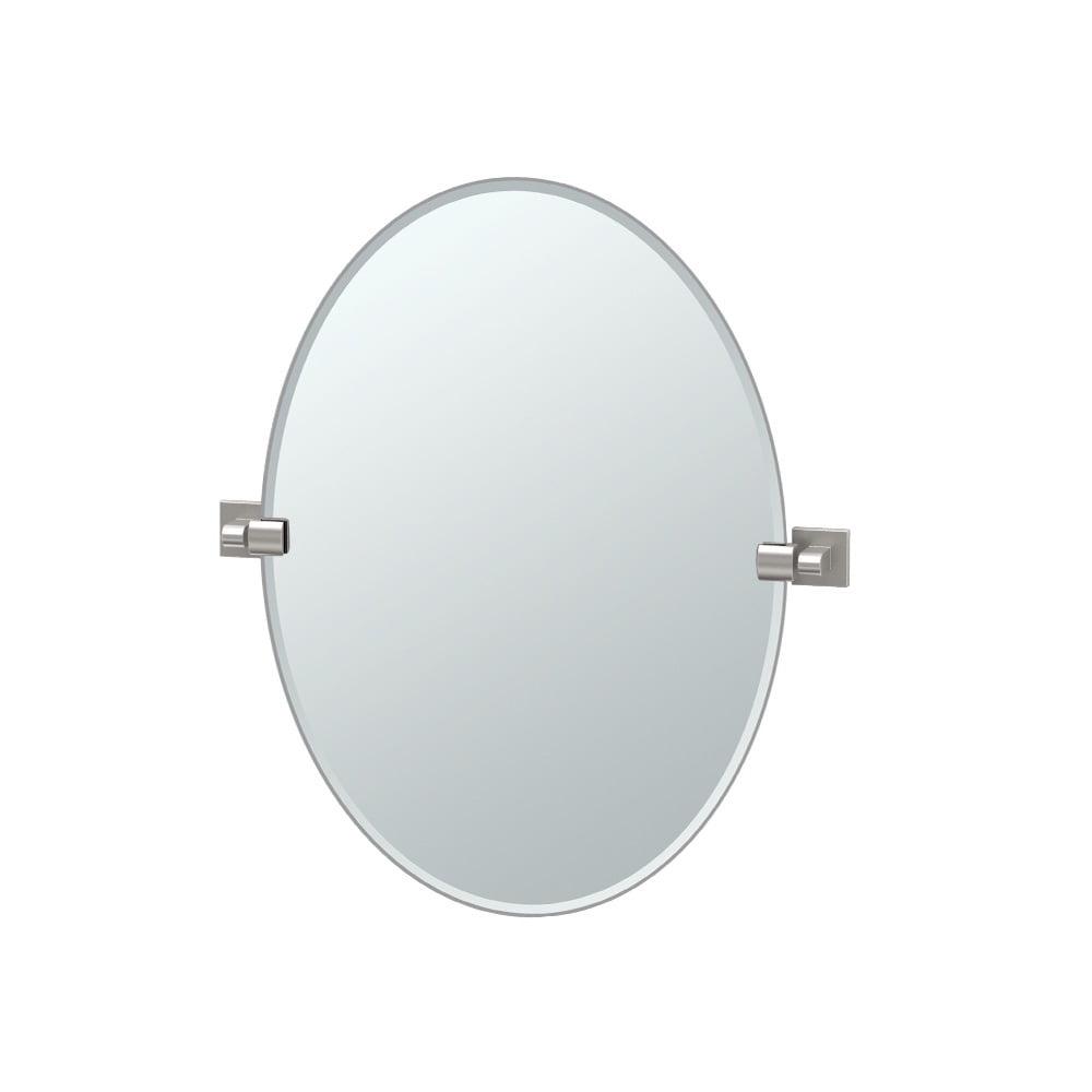 Elevate Frameless Oval Wall Mirror | Bathroom Vanity Pivoting and Beveled Mirror