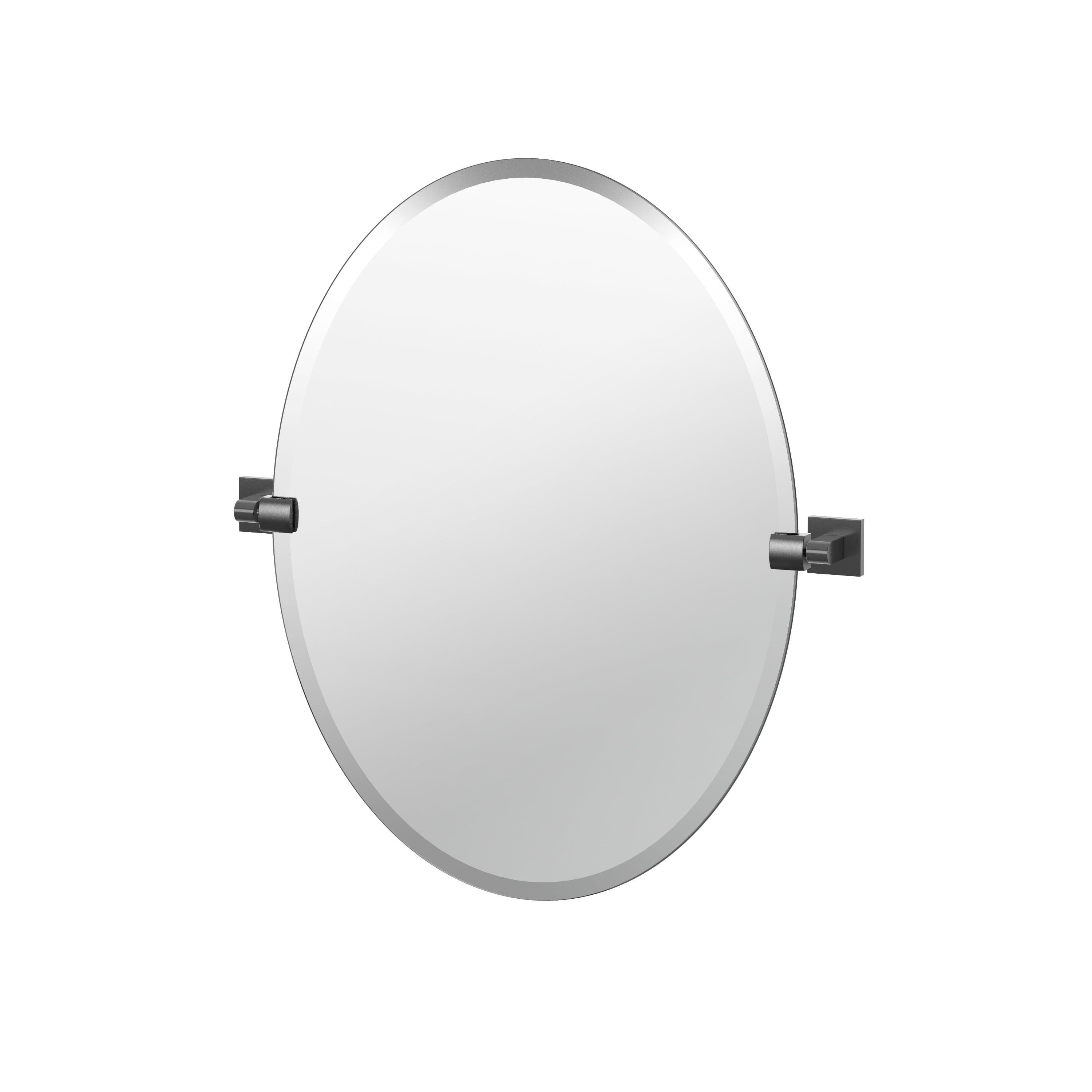 Elevate Frameless Oval Wall Mirror | Bathroom Vanity Pivoting and Beveled Mirror