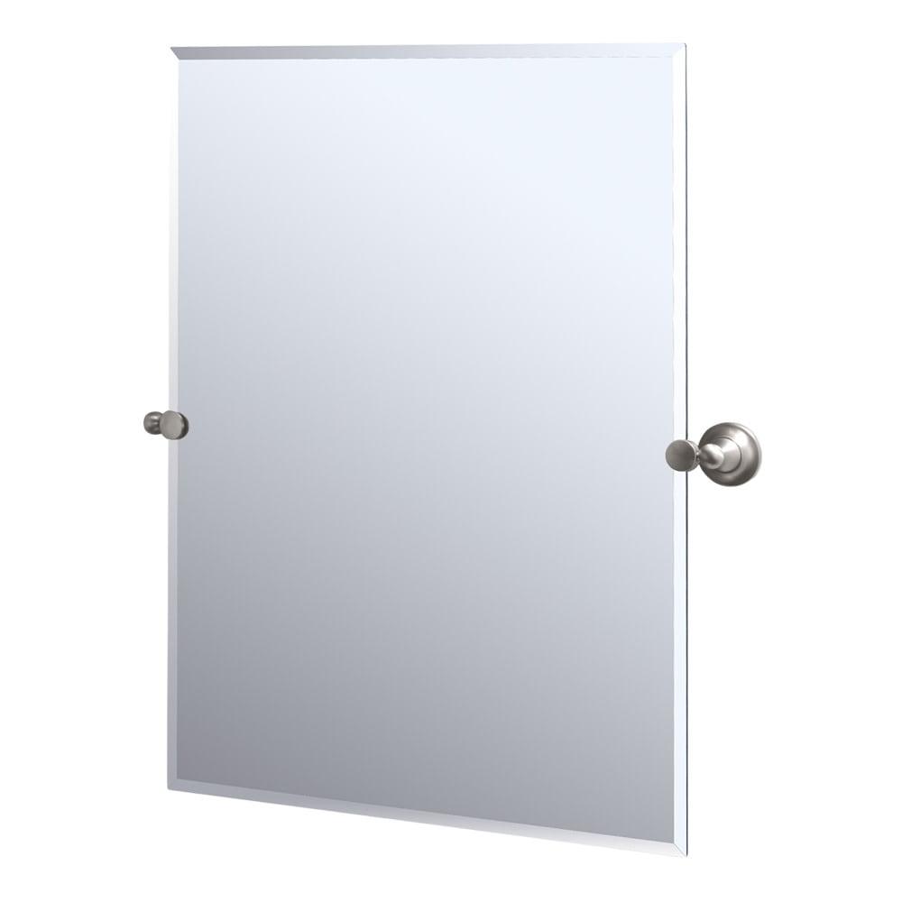 Elegant Tiara 31.5" Satin Nickel Rectangular Frameless Vanity Mirror