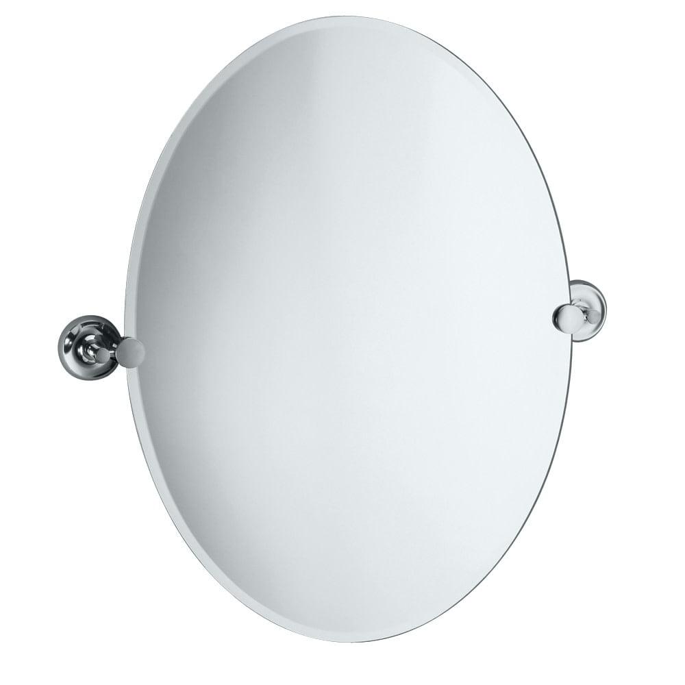 Designer II Frameless Oval Bathroom Vanity Mirror | Pivoting and Beveled Mirror