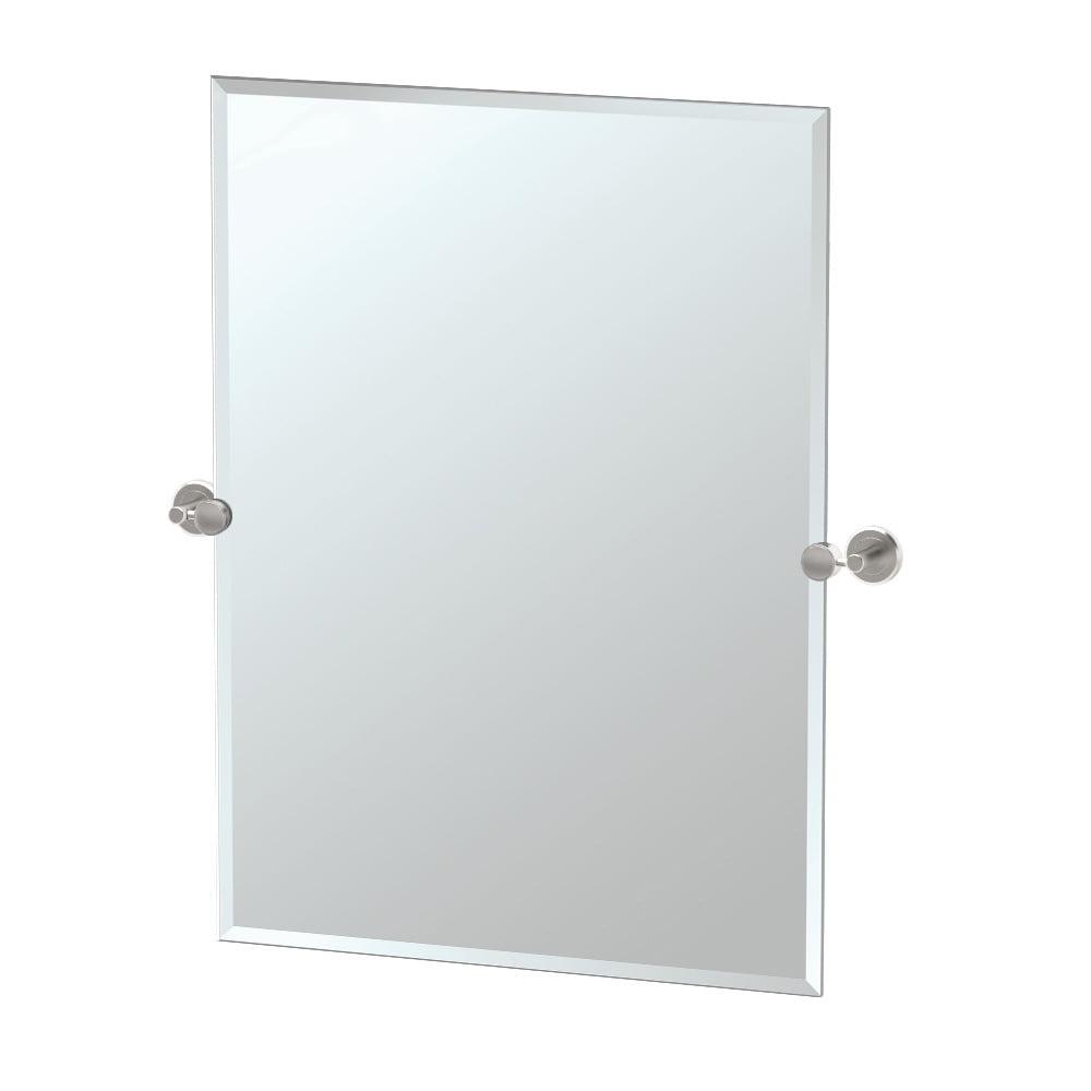 Latitude II Wall Mounted Frameless Beveled Rectangle Mirror | Pivoting Bathroom Vanity Wall Mirror