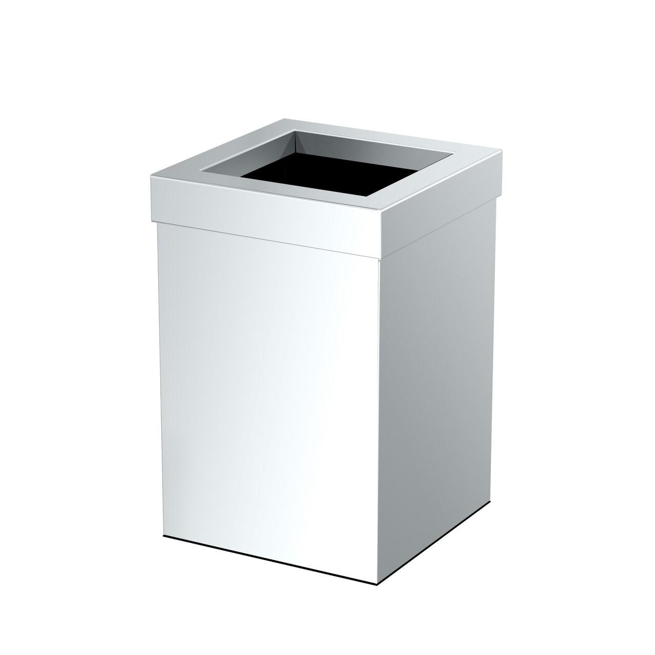 Elevate Stainless Steel 3-Gallon Wastebasket with Open Removable Lid |SquareOpen Top Trash Can with Padded Base