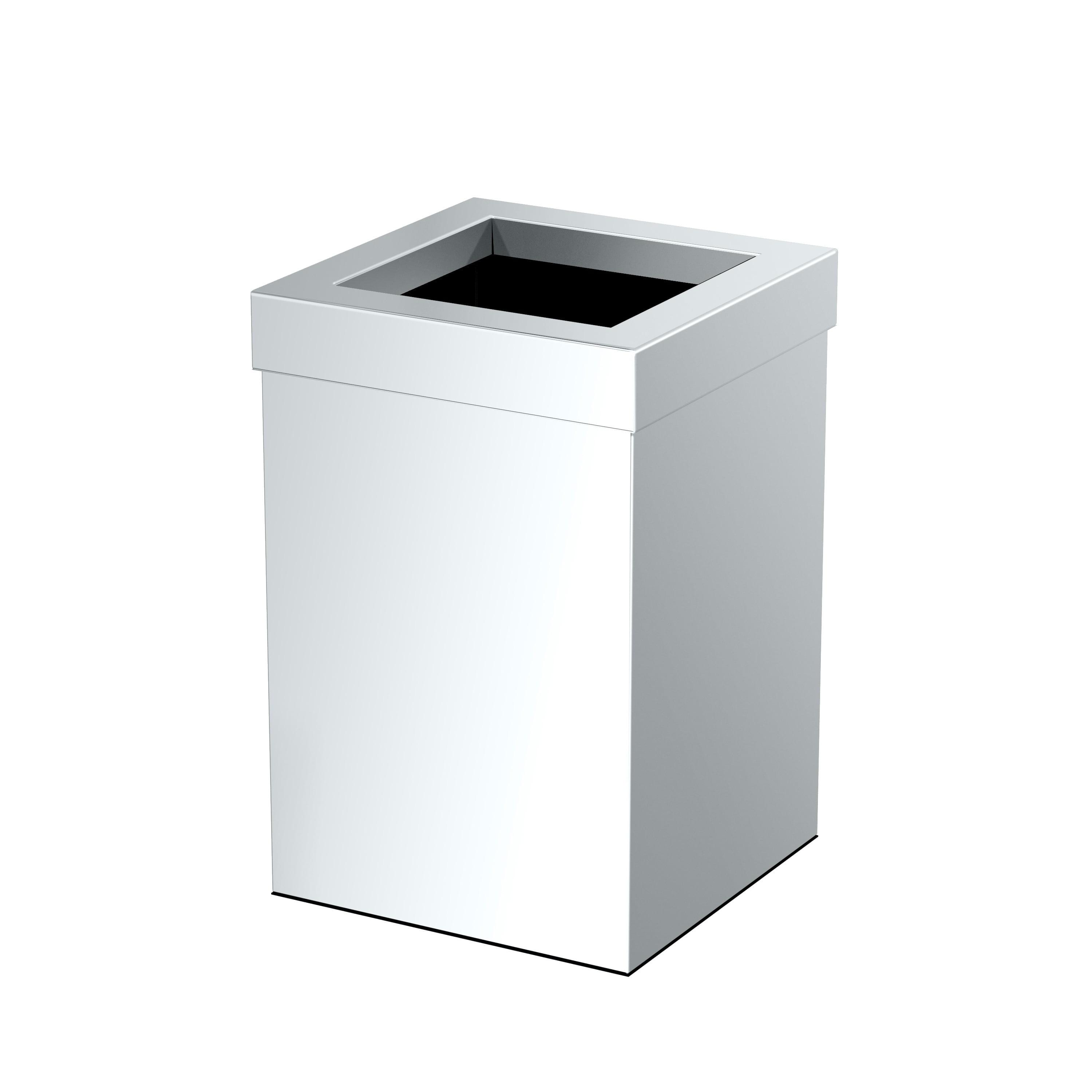 Elevate Stainless Steel 3-Gallon Wastebasket with Open Removable Lid |SquareOpen Top Trash Can with Padded Base