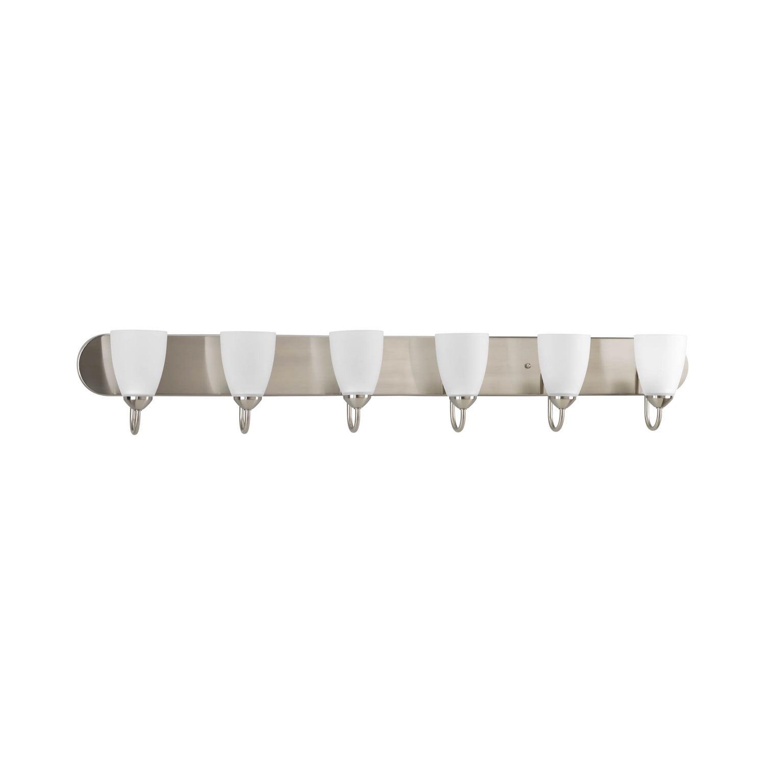 Progress Lighting Gather 6-Light Bath Bracket, Brushed Nickel, Etched Glass Shades