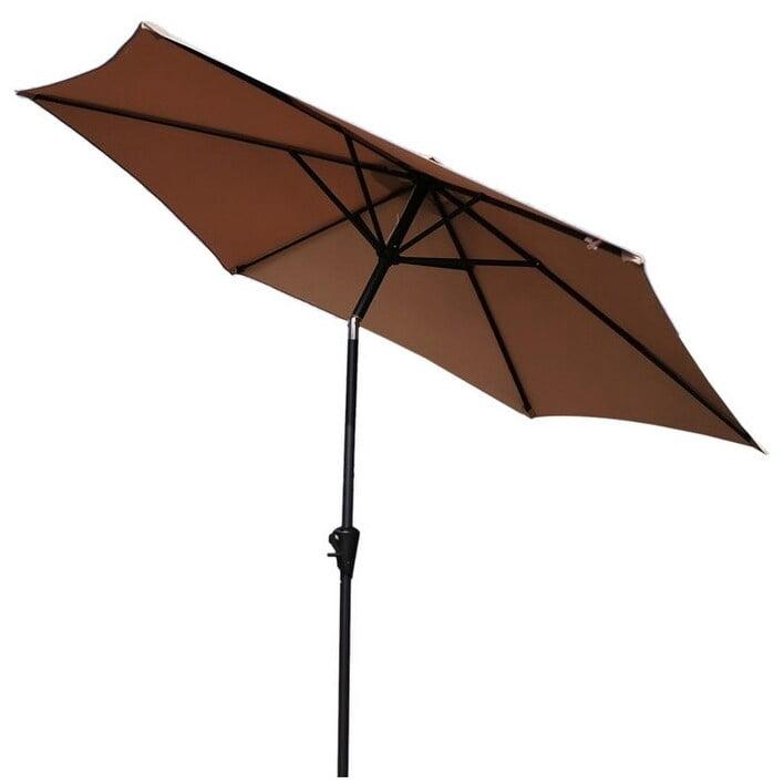 GatherCraft Reva 9 Feet Pole Umbrella with Carry Bag and Base Taupe