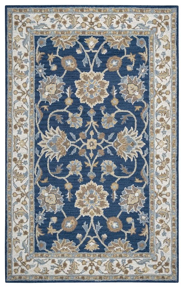 Elegance Waves Hand-Tufted New Zealand Wool Blue Area Rug 9' x 12'