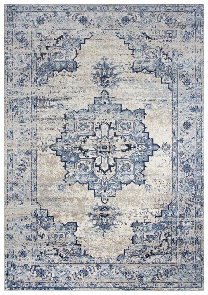 Blue and Beige Medallion 8' x 10' Synthetic Area Rug