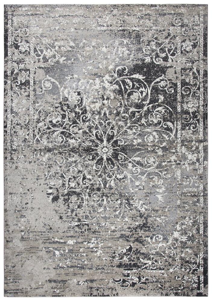 Elegant Gray Synthetic 2'3" x 7'7" Rectangular Easy-Care Rug