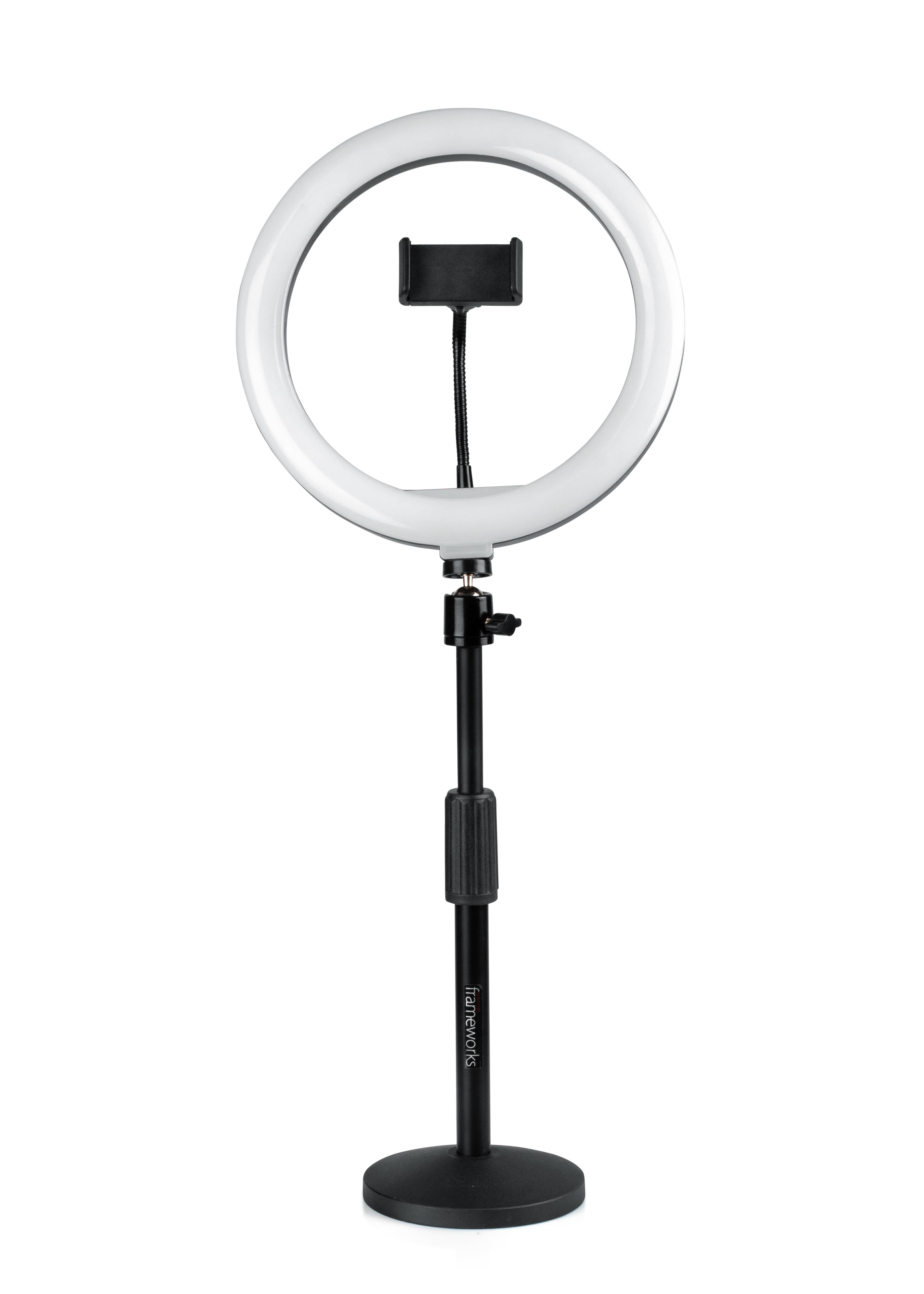 Gator 10" LED Desktop Ring Light Stand With Phone Holder and Compact Weighted Base