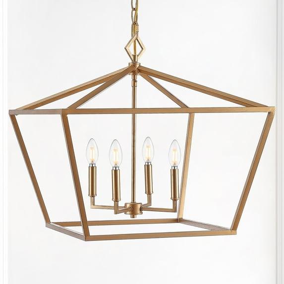 Gatsby 23" 4-Light Adjustable Iron Rustic Glam LED Pendant, Gold