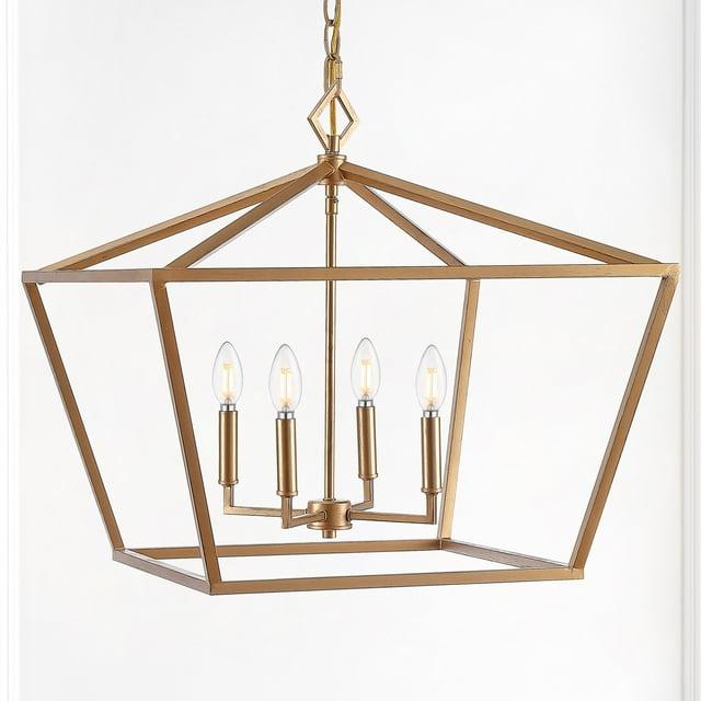 Gatsby 23" 4-Light Adjustable Iron Rustic Glam LED Pendant, Gold