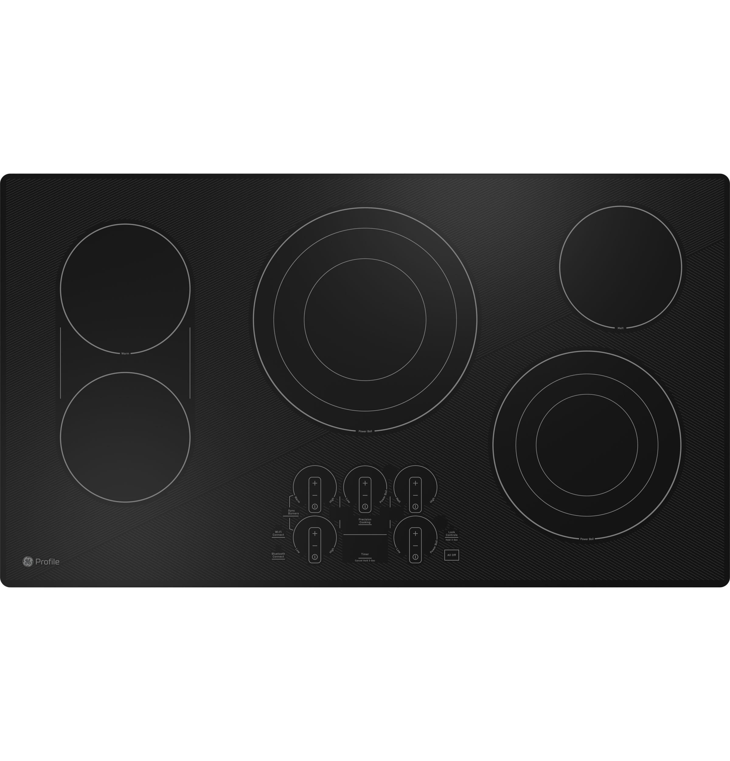 36" Black Ceramic Glass Electric Cooktop with 5 Burners