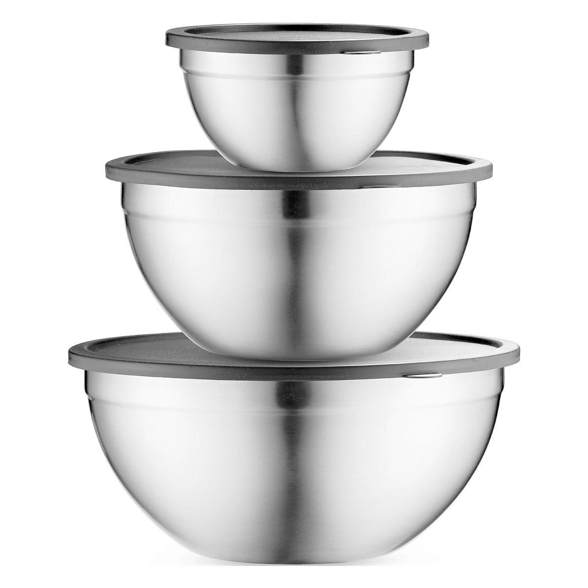 Classic Stainless Steel Mixing Bowl Set with Lids, 3-Piece