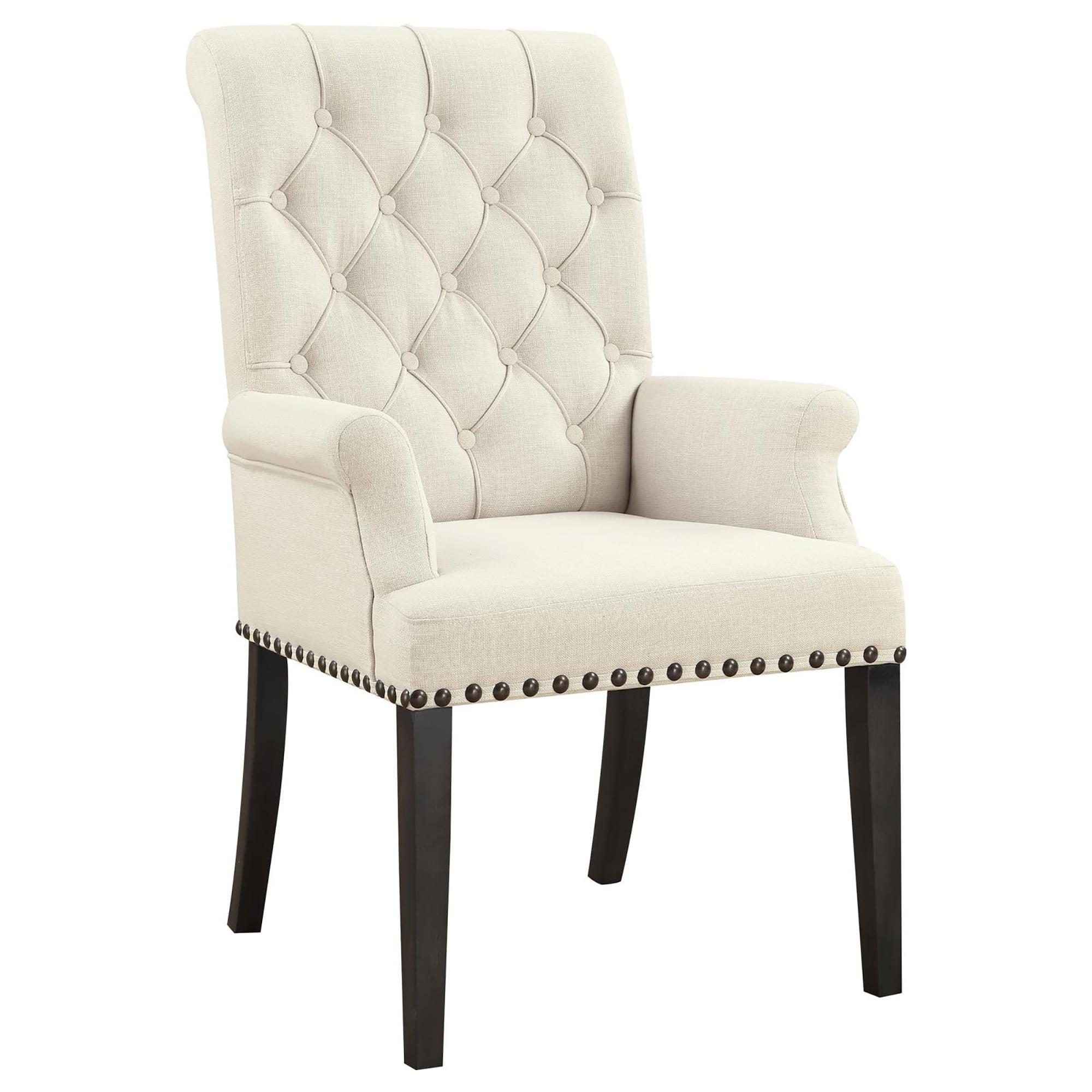 DPlus Upholstered Arm Chair Beige and Smokey Black