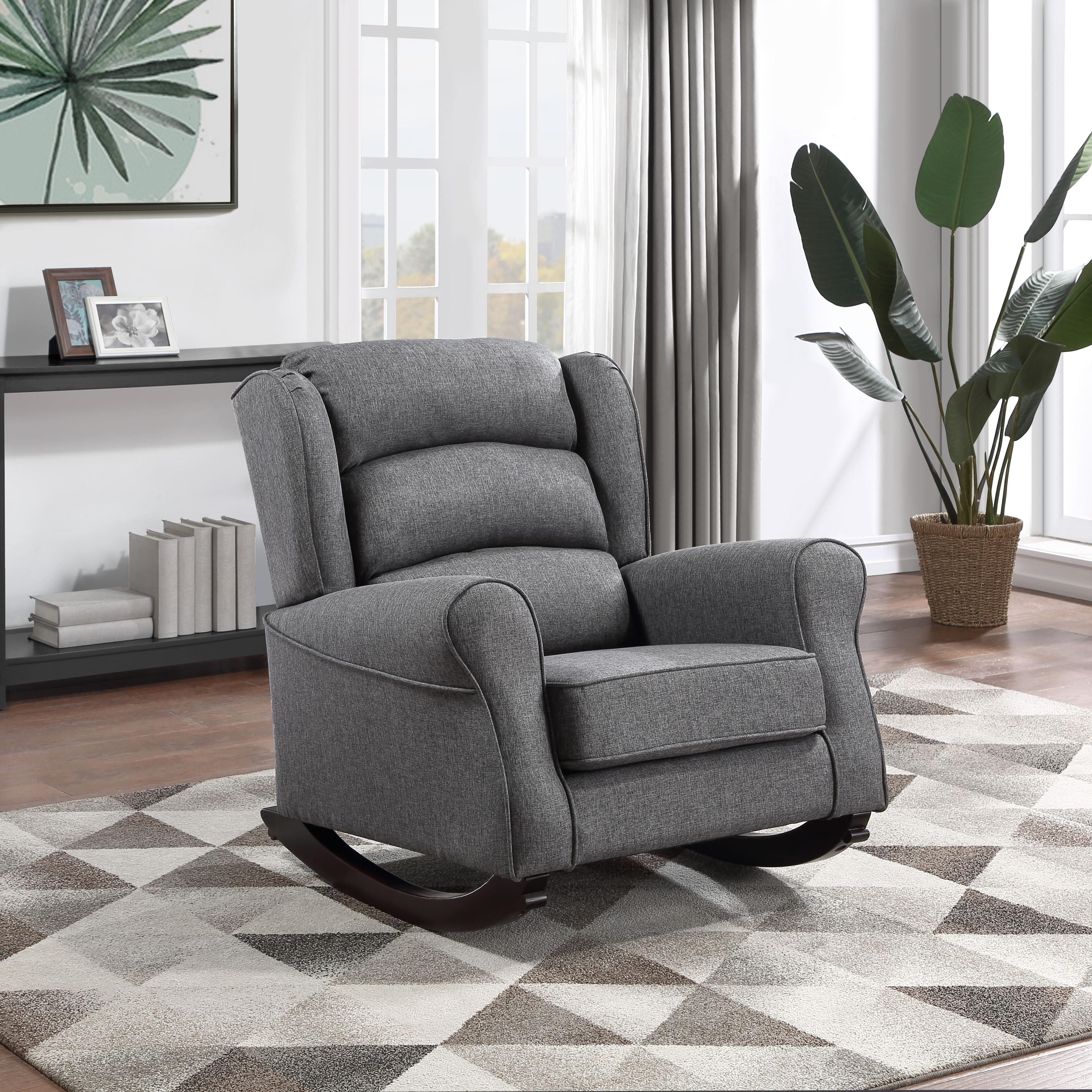 40" Fabien Active Sitting Chair Gray Fabric - Acme Furniture: Linen Upholstery, Metal Frame, Rocking Mechanism