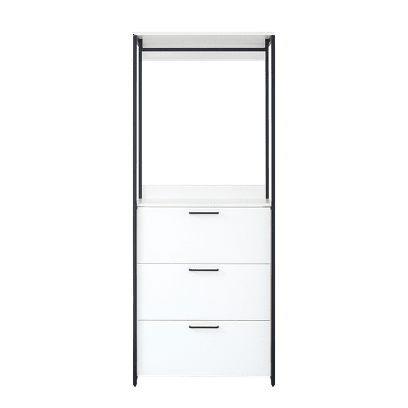 Fiona Wood and Metal Walk-in Closet with Three Drawers