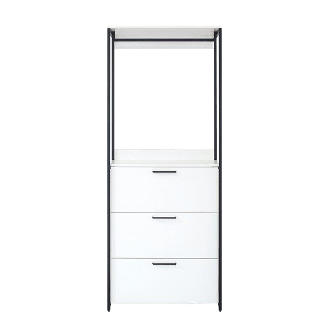 Fiona Wood and Metal Walk-in Closet with Three Drawers