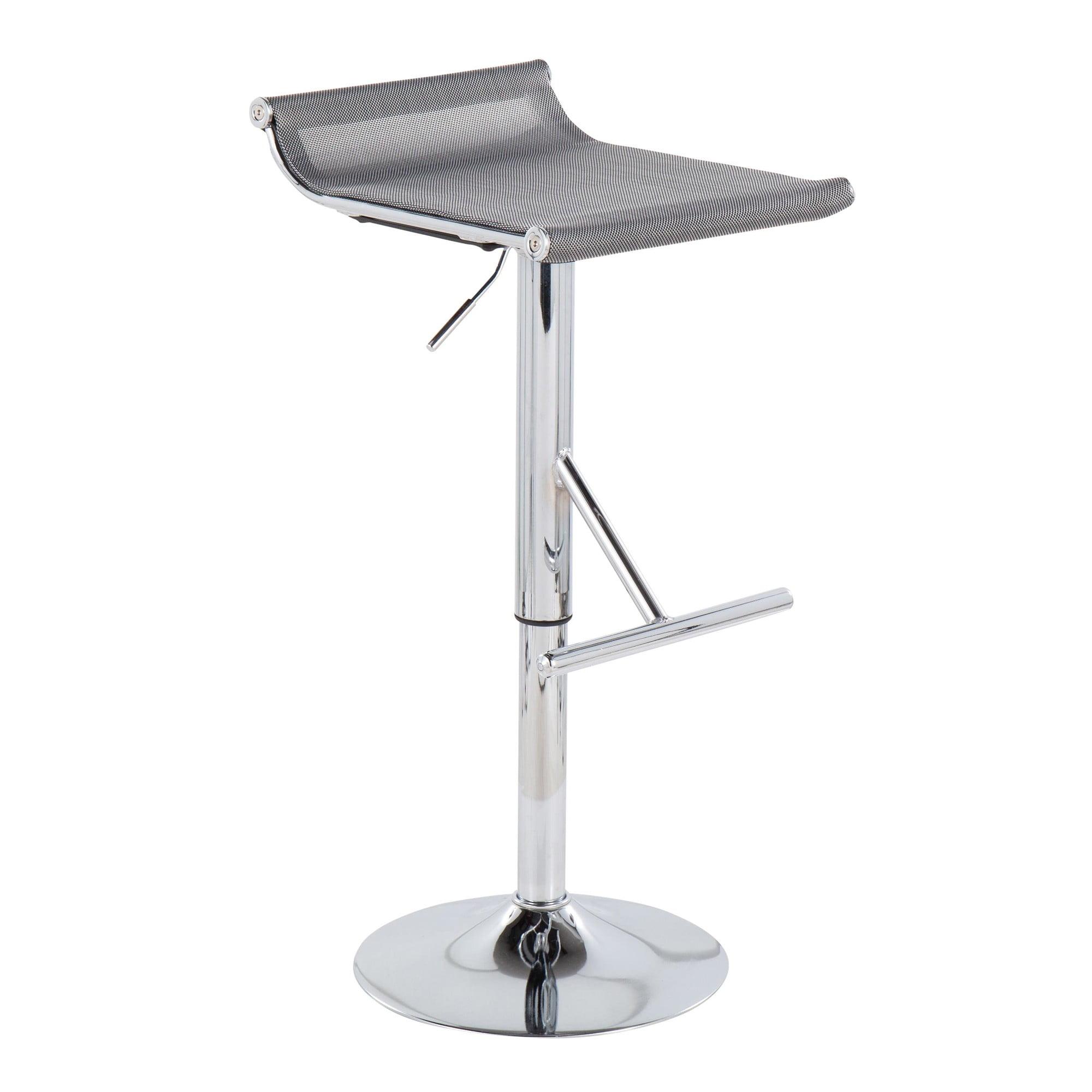 Mirage Ale Mesh Fabric/Metal Barstool Chrome/Silver - LumiSource: Swivel, Adjustable Height, Footrest