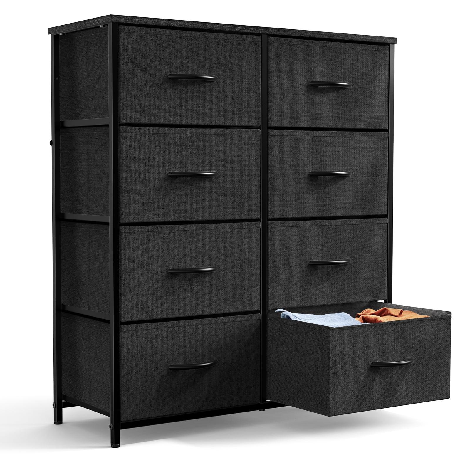 Dresser, Dresser for Bedroom Drawer Organizer Storage Drawers, Fabric Storage Tower with 8 Drawers, Chest of Drawers with Steel Frame, Wood Top for Nursery, Living Room, Closet