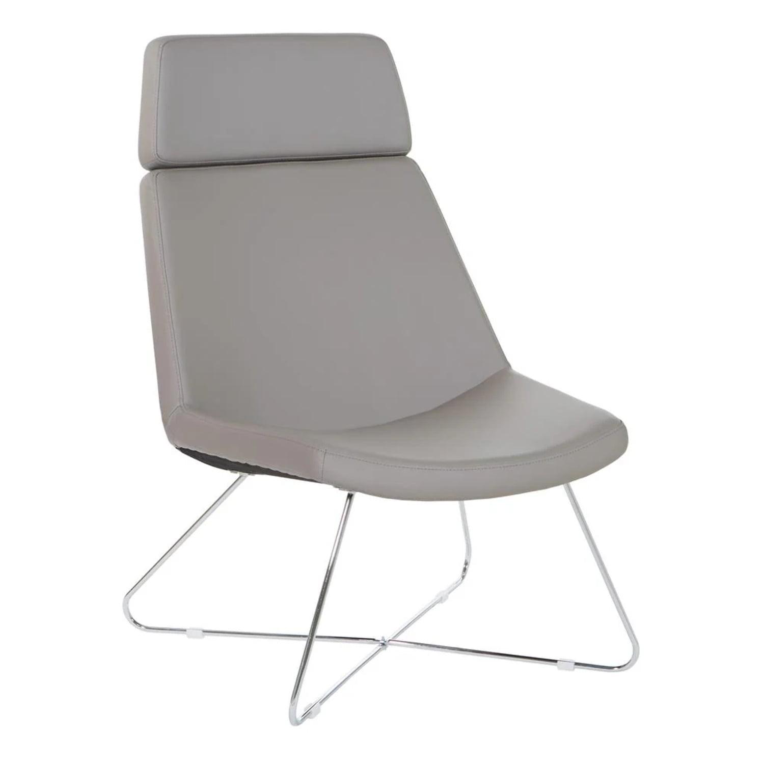 Geena Gray Faux Leather Guest Chair with Chrome Base