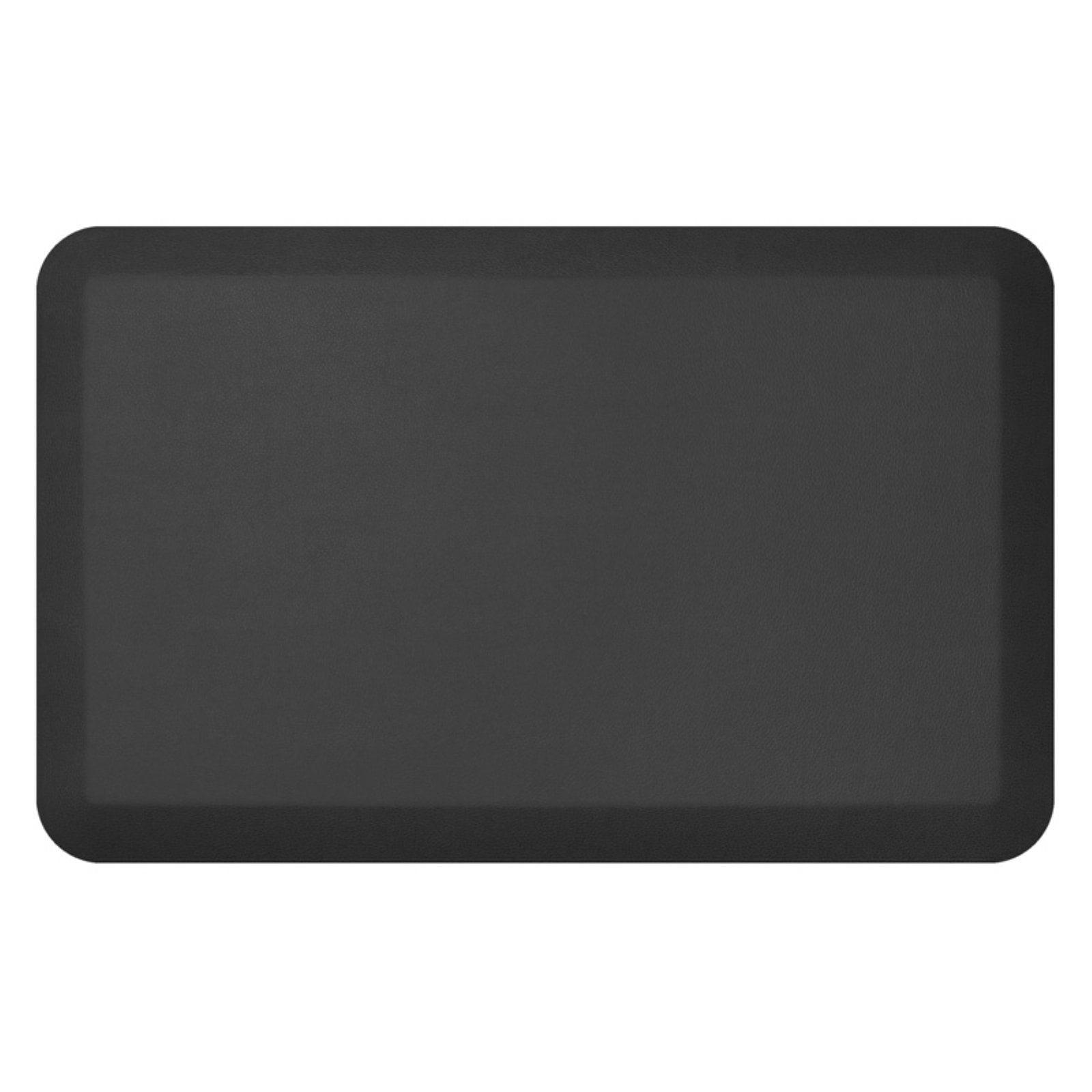 Jet Black 20" x 48" Leather Grain Anti-Fatigue Comfort Mat