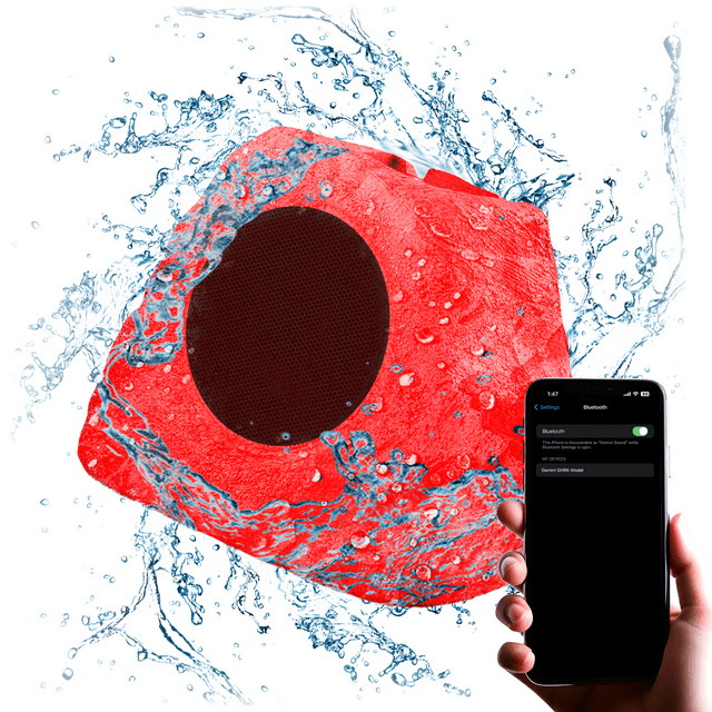 Gemini® GHRK-500LTMS Solar Bluetooth® TWS 30-Watt-Peak Outdoor Rock Speaker with LED Lighting (1 Pack) in Gray