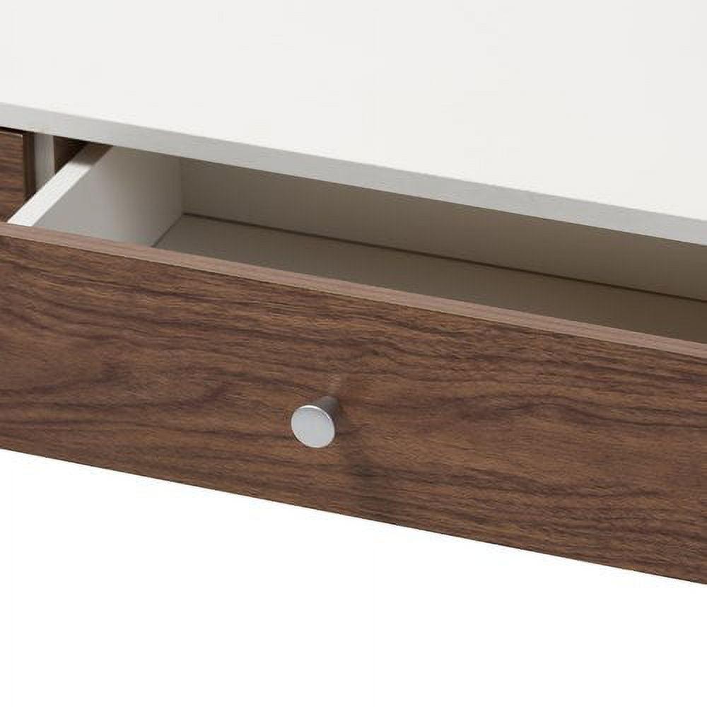 Gemini 38'' White and Walnut Contemporary Coffee Table with Storage