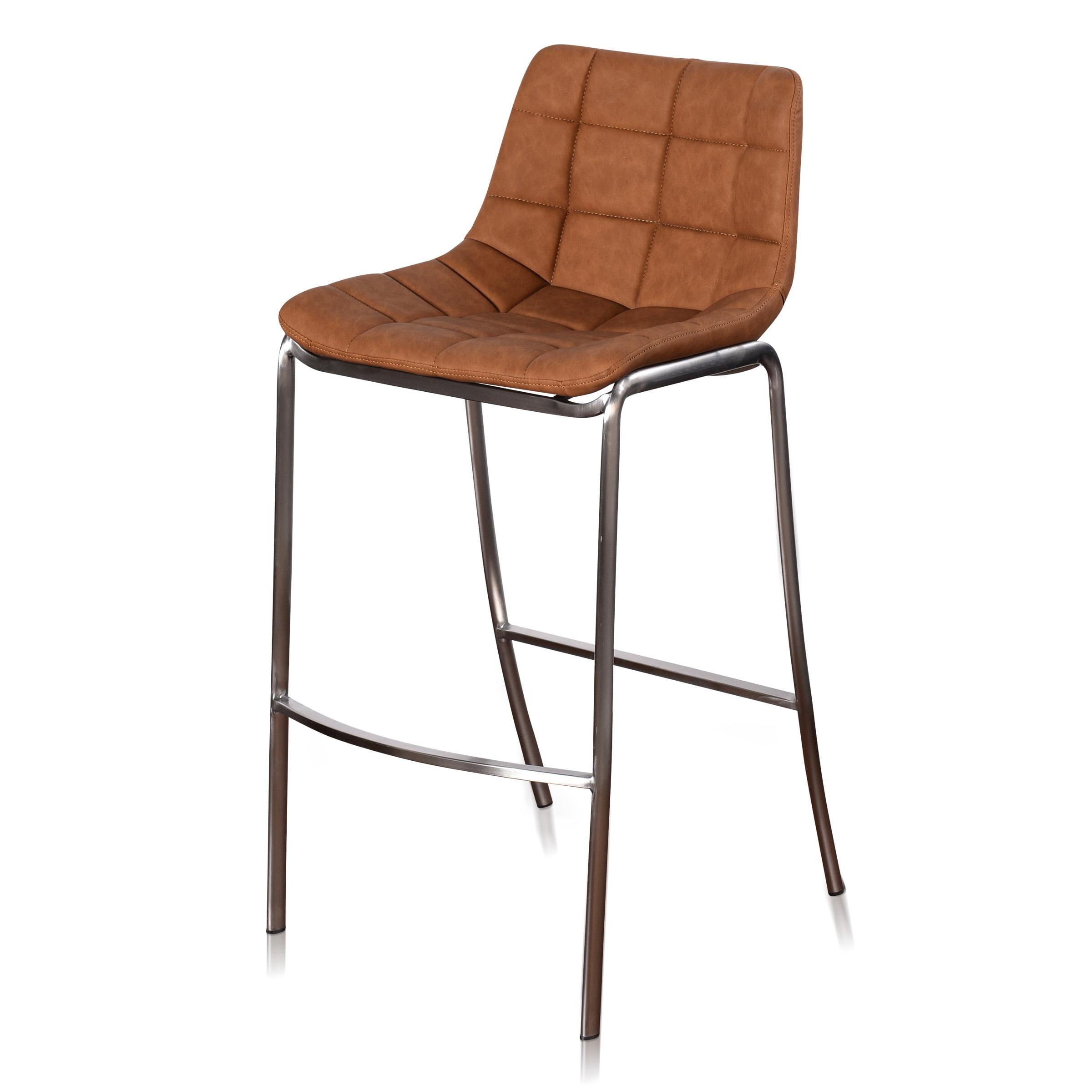 Gemma - Low Back Bar Stool with Stainless Steel Legs - Chocolate Finish