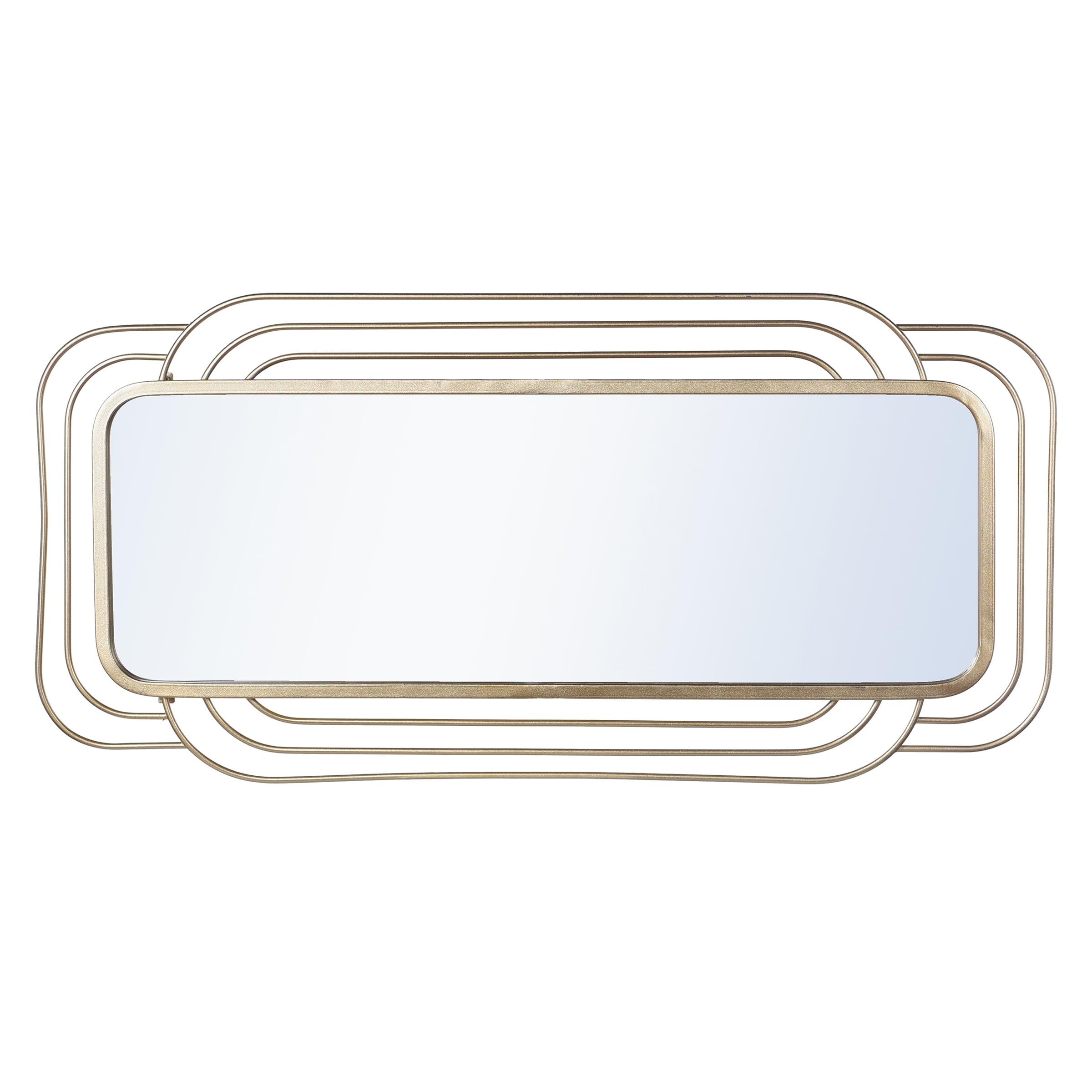 Gemma Rectangular Gold Mid-Century Modern Wall Mirror