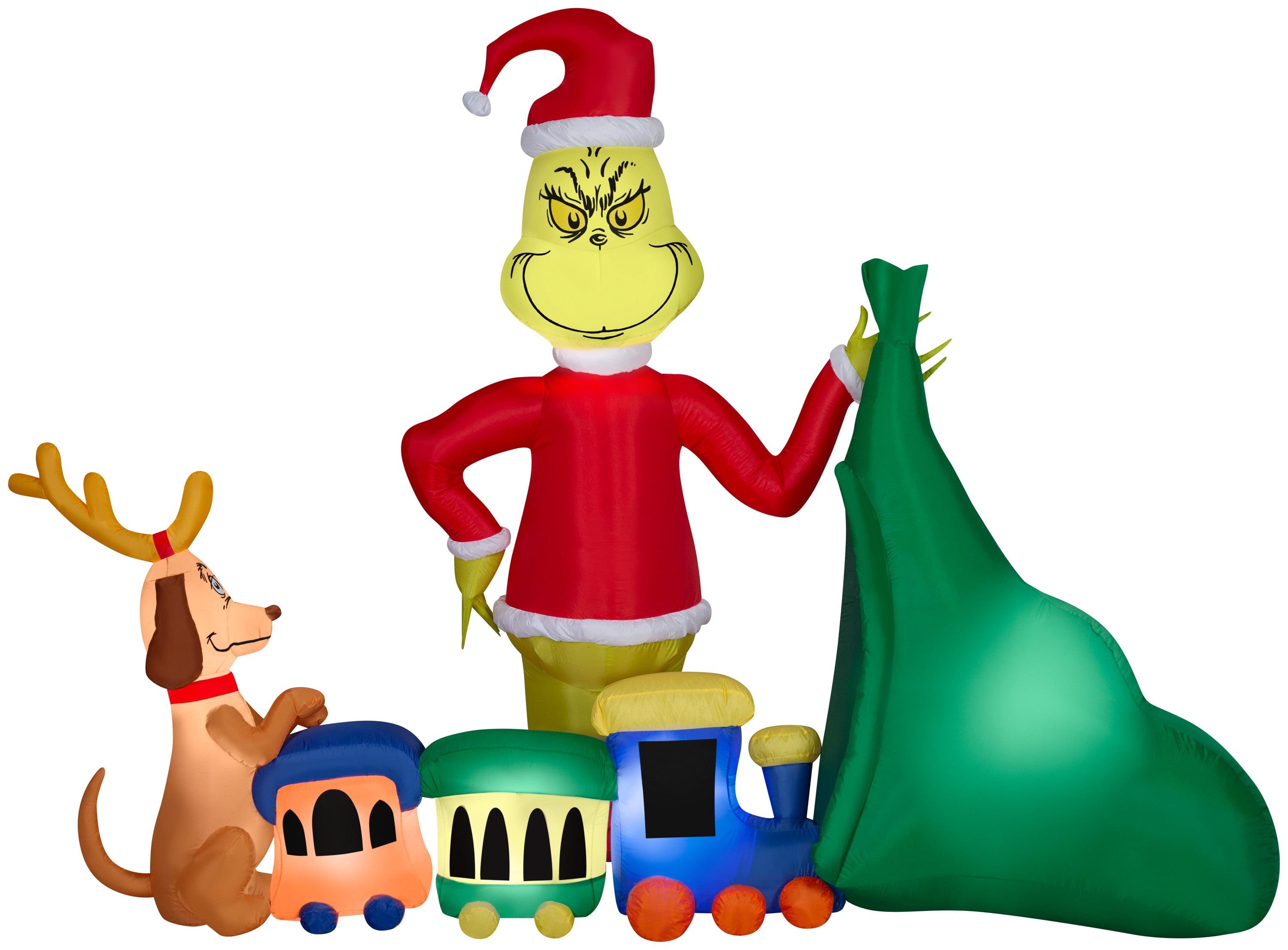 Airblown-Grinch Putting Train in Santa Sack-LG Scene-Dr. Seuss