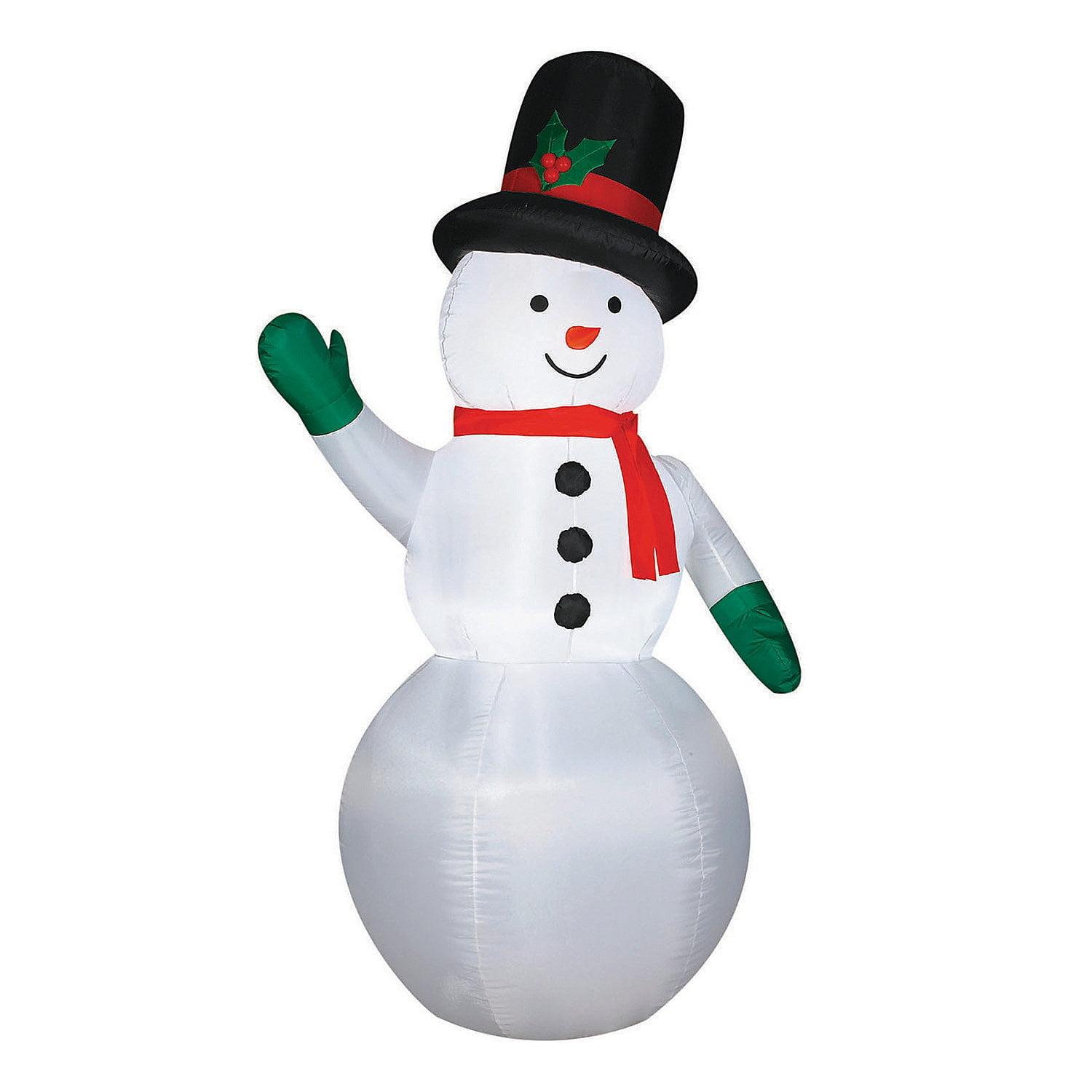 7-Foot Inflatable Snowman with LED Lights and Festive Scarf