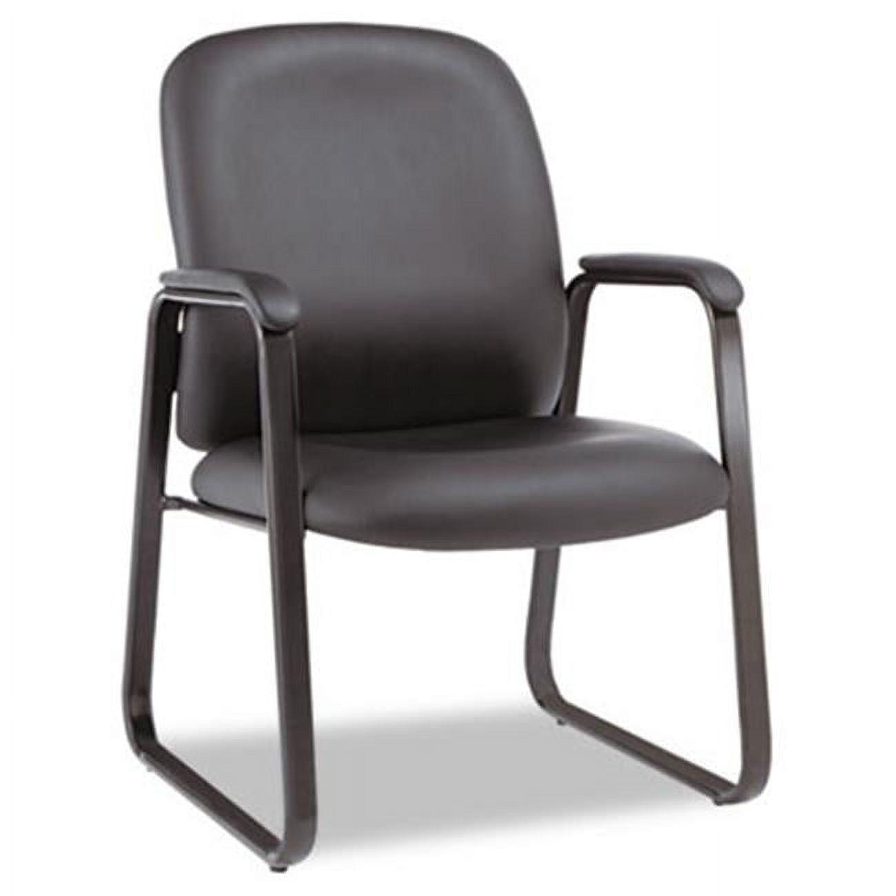 Genaro High-Back Black Leather Guest Chair with Metal Frame