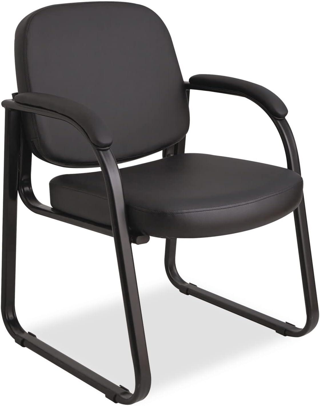 Black Fabric and Metal Sled Base Guest Chair