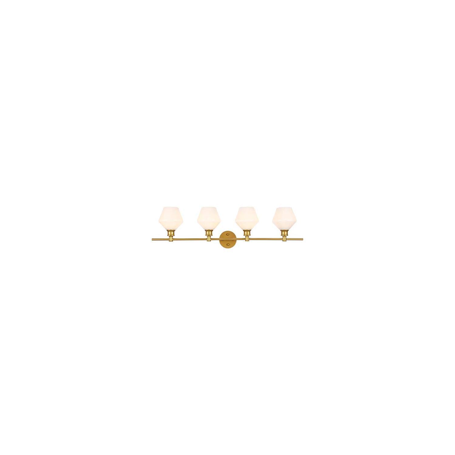 Gene 4-Light Brass and Frosted White Glass Dimmable Wall Sconce