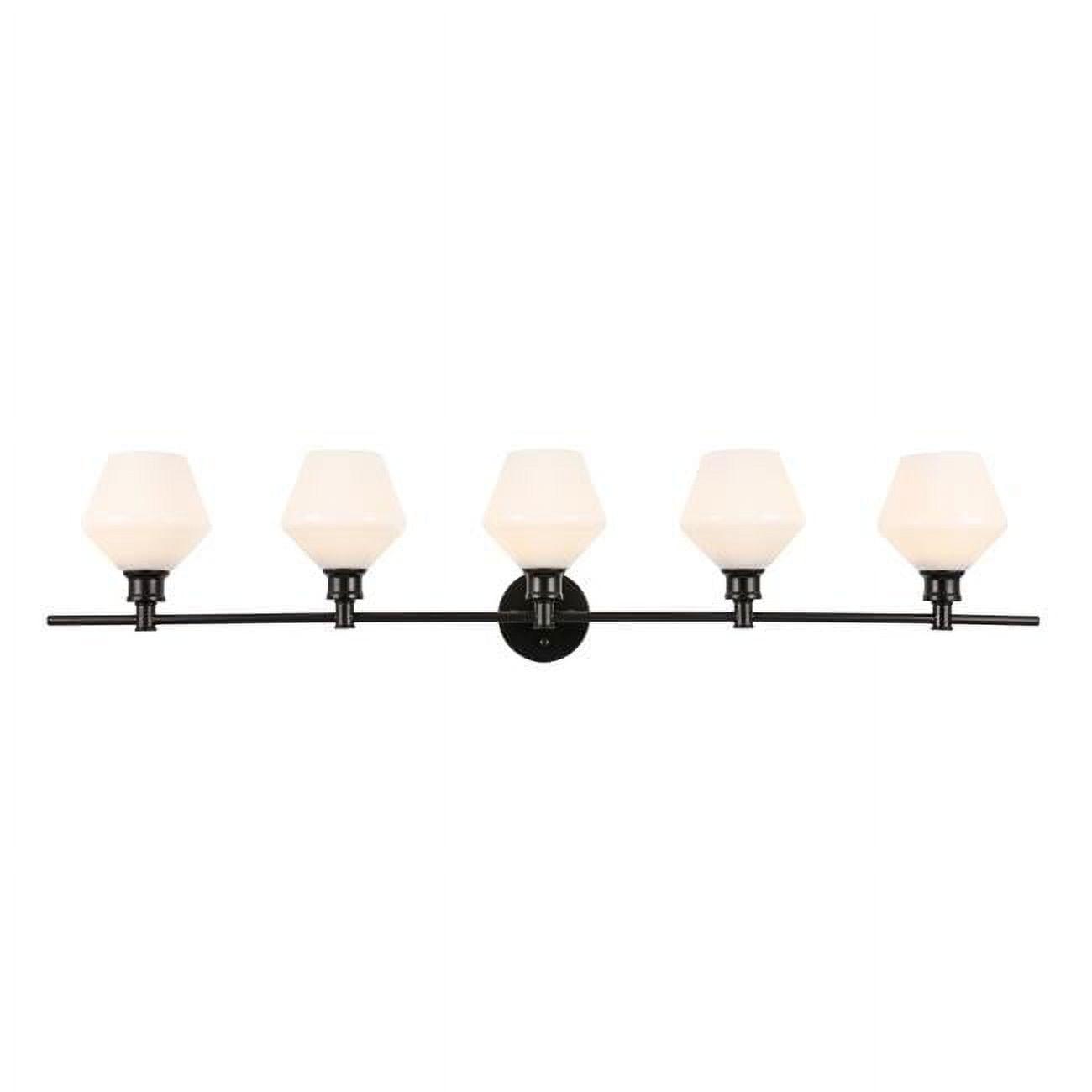 Gene 5-Light Industrial Black Wall Sconce with Frosted White Glass