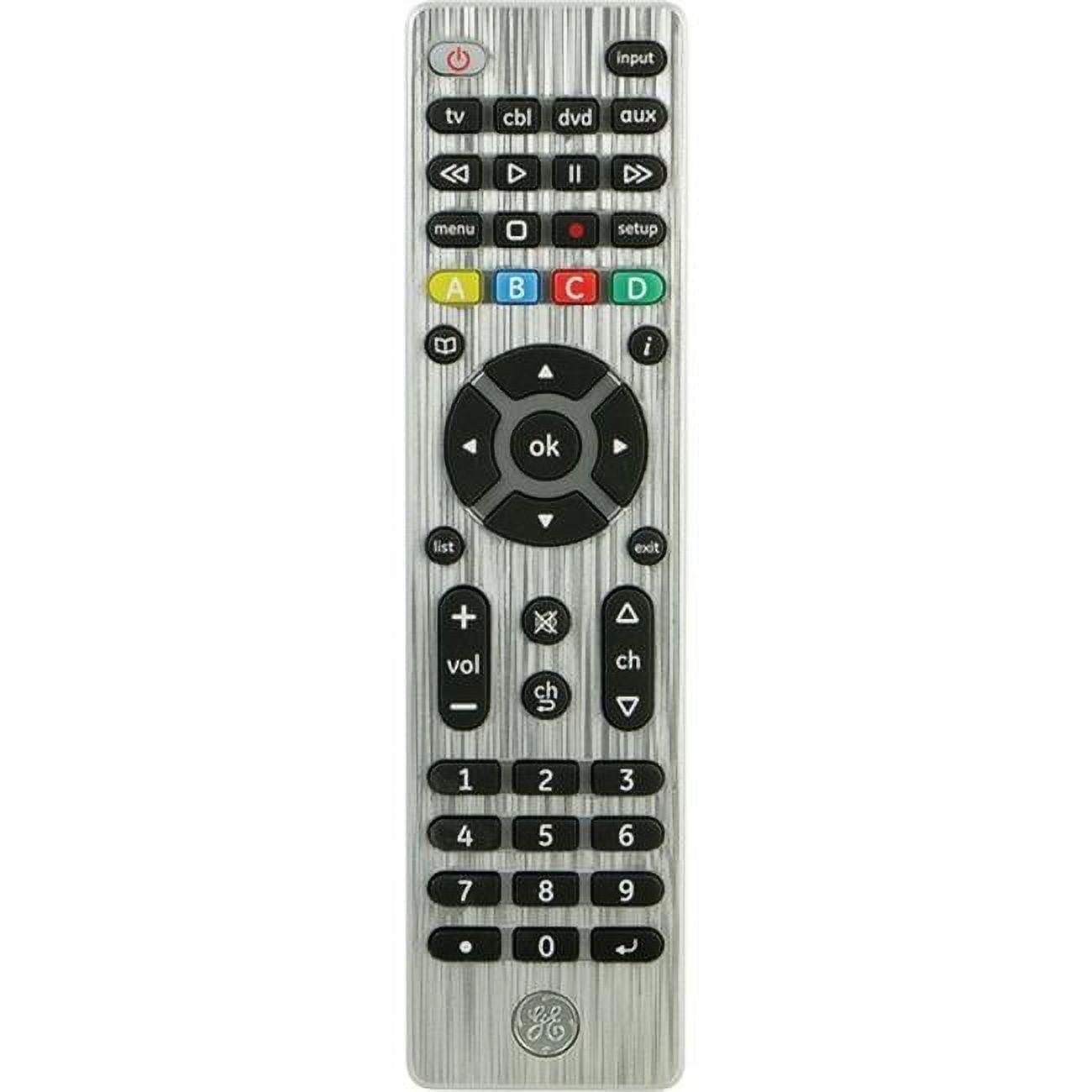 GE 4-Device Universal TV Remote Control in Brushed Silver, 33709