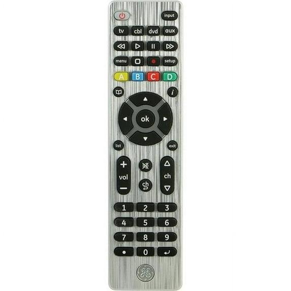 GE 4-Device Universal TV Remote Control in Brushed Silver, 33709