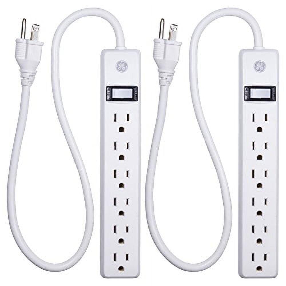 White 6-Outlet Heavy Duty Power Strip with Circuit Breaker, 2 Pack