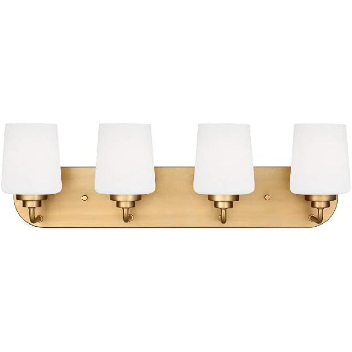 Windom Satin Brass 4-Light Vanity with Etched Opal Glass