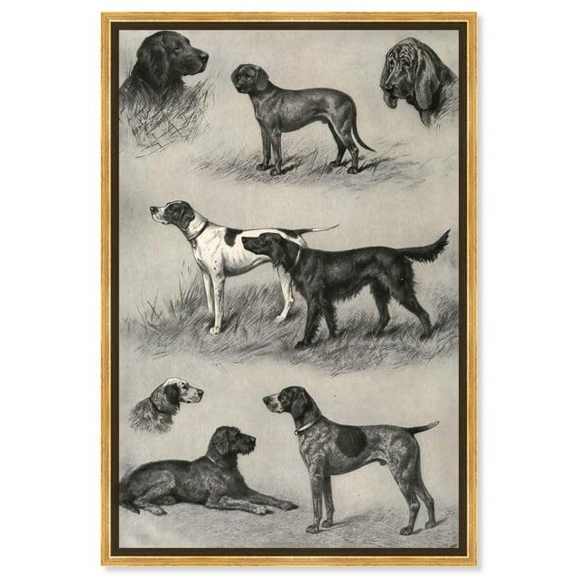 Generations of Dogs II Canvas Animal Line Art by Art Remedy, Gold Frame, 24" x 36"
