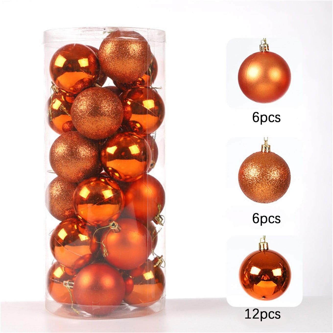 Orange Shatterproof Spherical Christmas Ornaments Set, 24 Pieces