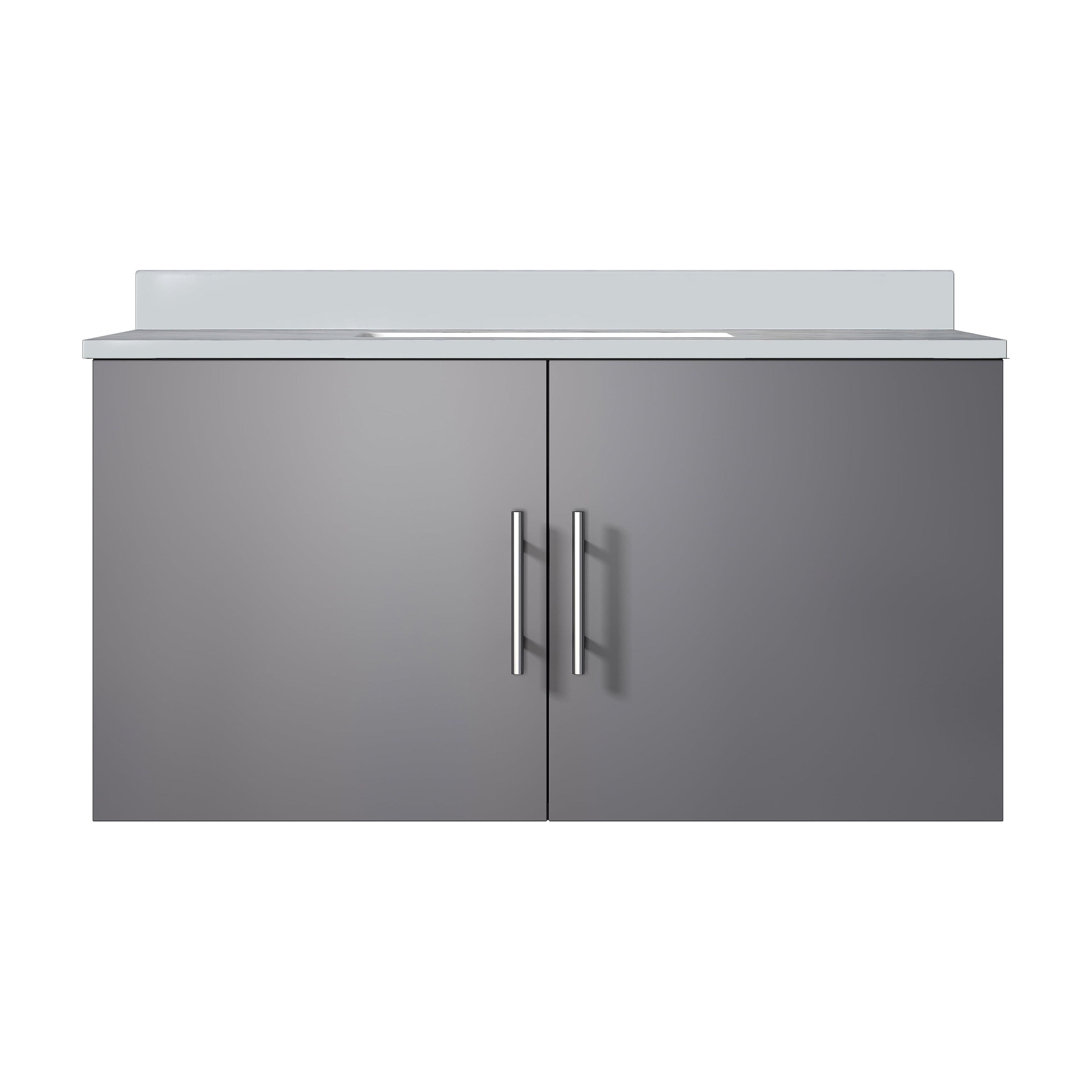 Geneva 36 in. W Dark Grey Bath Vanity and Cultured Marble Top
