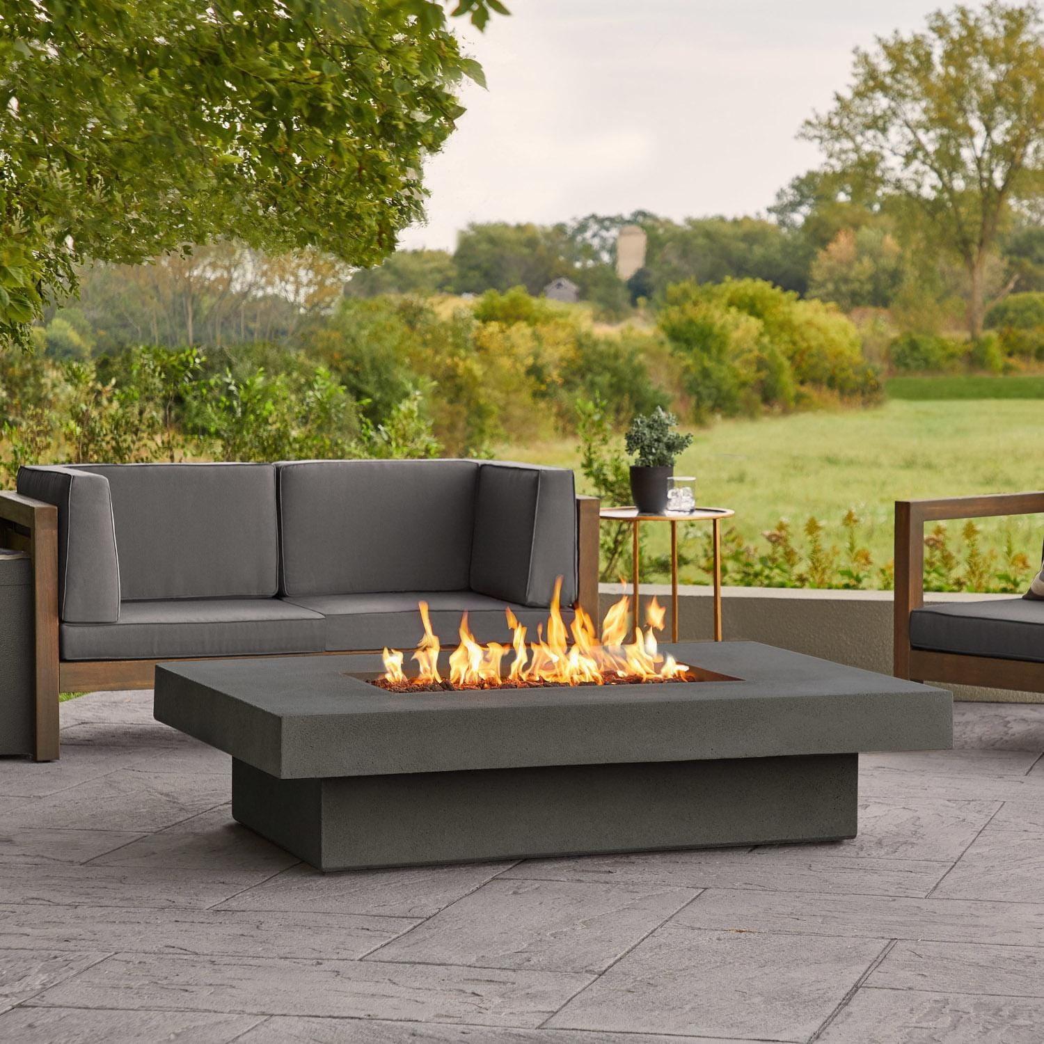 Hickory Bay 60 Inch Carbon Concrete Propane Fire Pit Table