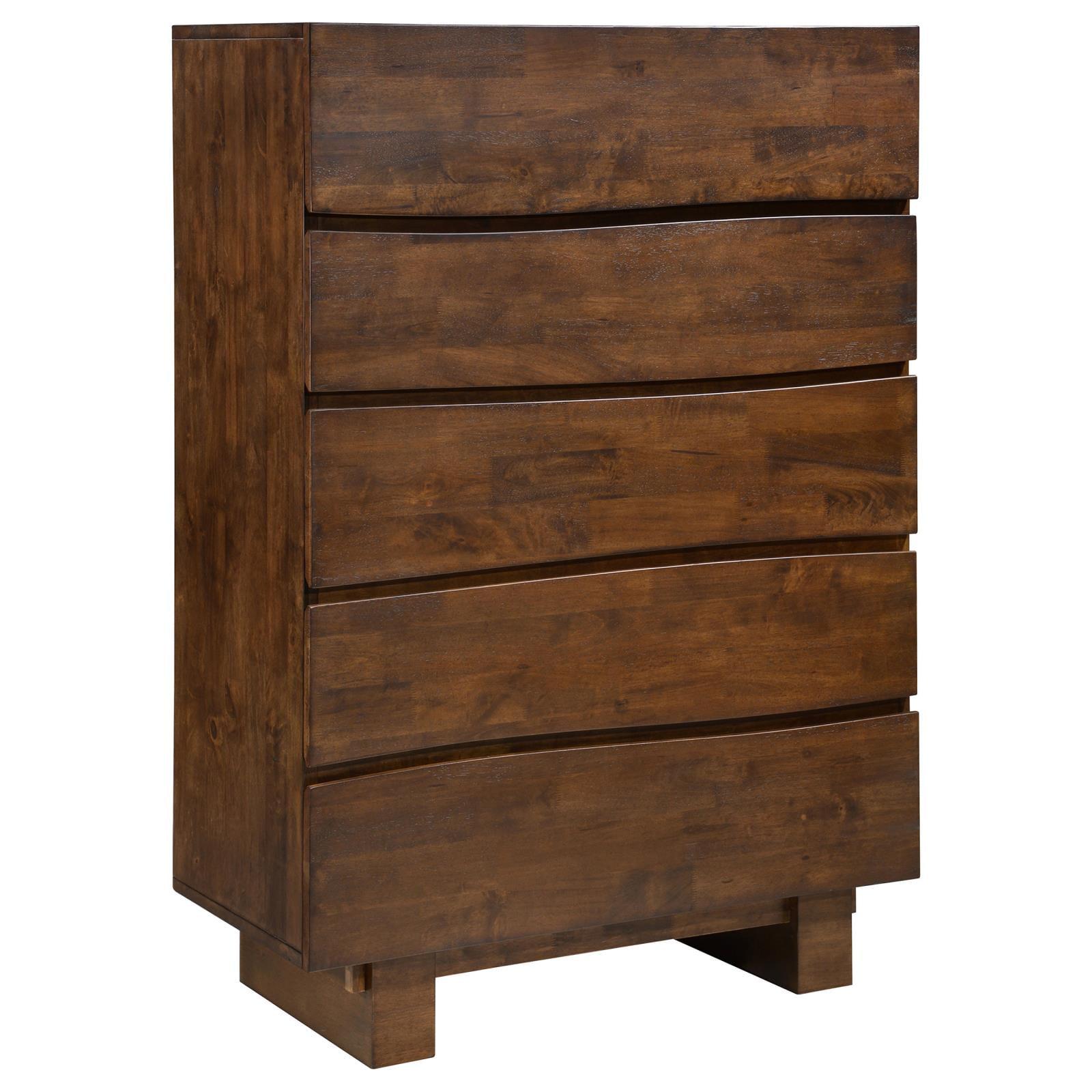 Modern Dark Brown 6-Drawer Chest with Felt-Lined Top Drawer