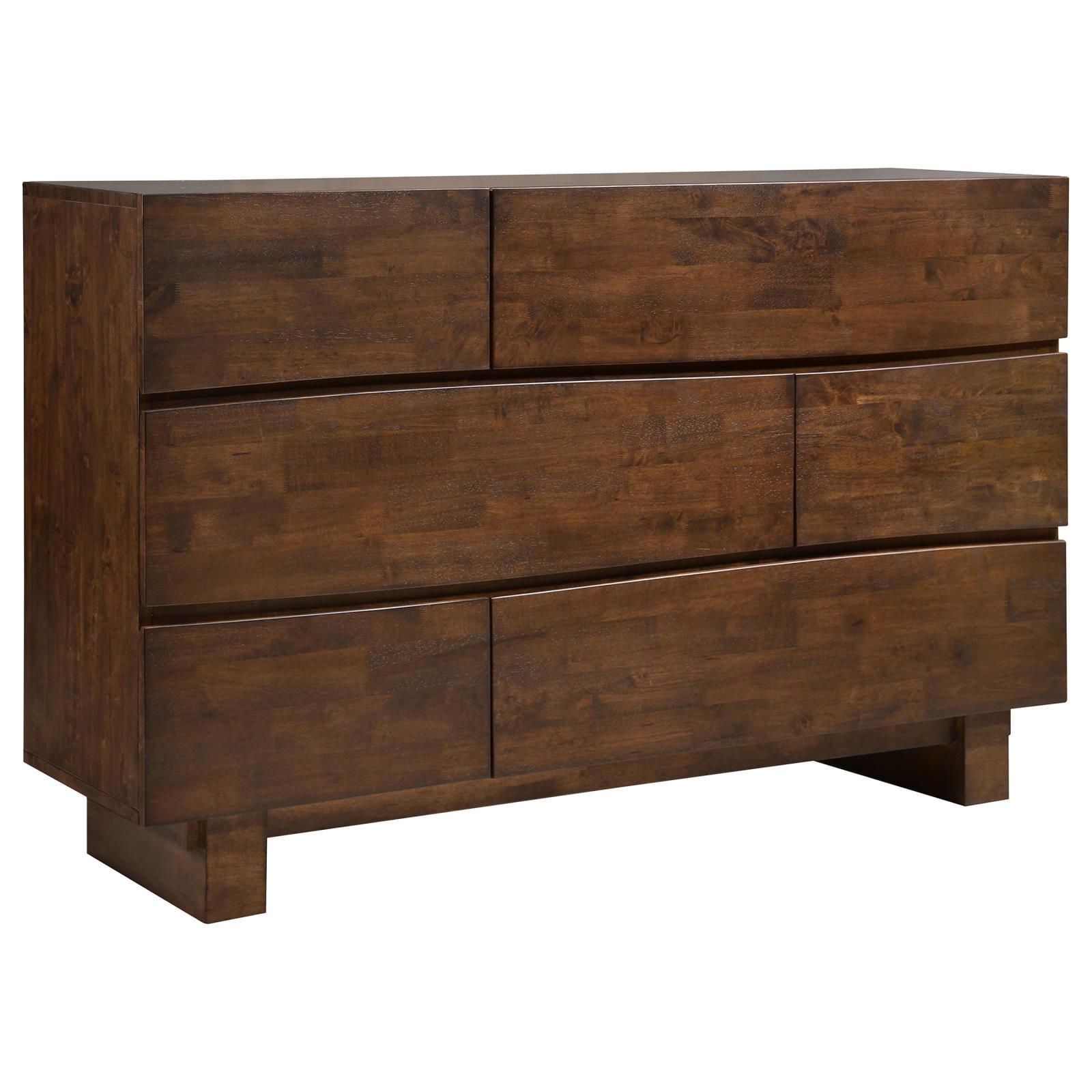 Genevieve Dark Brown 6-Drawer Horizontal Wood Dresser