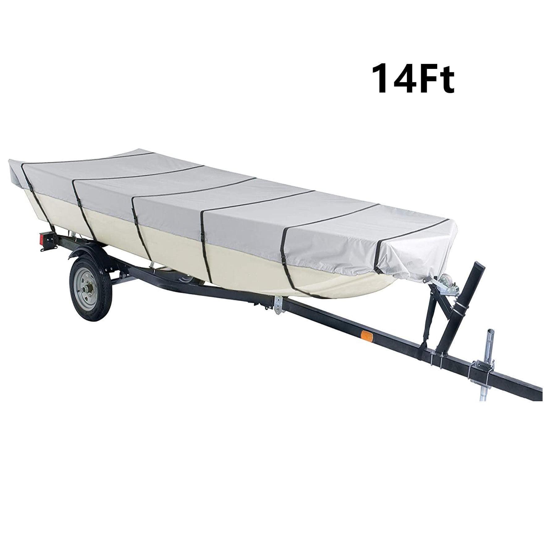 Genrics 14Ft Boat Cover Waterproof Heavy Duty Trailerable Replacement for Jon Boat Grey